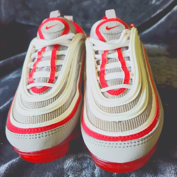 Nike 97 Vapermax GS US 5 Women's Y 3.5 Atmosphere-Gray/Red/Reflective White - Picture 1 of 8